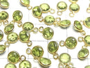 [Video]High Quality Peridot AAA Bezel Setting Round Faceted 6x6mm 18KGP 3pcs