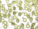 [Video]High Quality Peridot AAA Bezel Setting Round Faceted 6x6mm 18KGP 3pcs