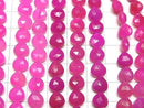[Video] Fuchsia Pink Chalcedony AAA- Vertical Hole Chestnut Shape 8x8mm half or 1strand (18pcs)