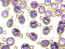 [Video]High Quality Amethyst AAA Bezel Setting Round Faceted 6.5x6.5mm 18KGP 3pcs