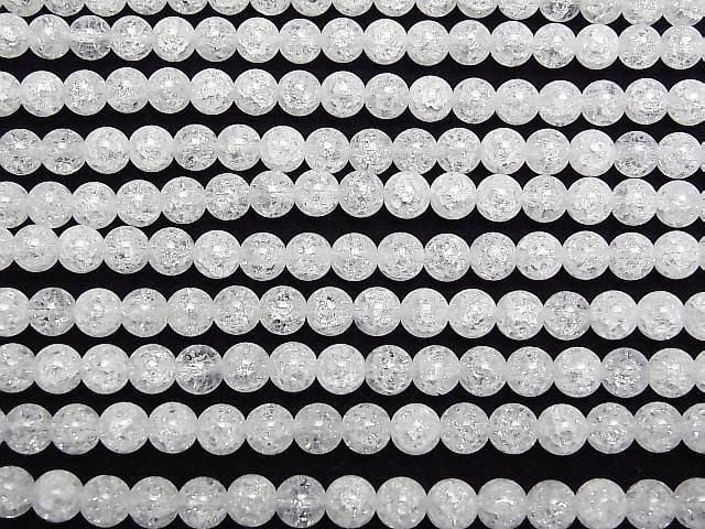 [Video]Cracked Crystal (Smelted Quartz) Round 6mm 1strand beads (aprx.15inch/36cm)