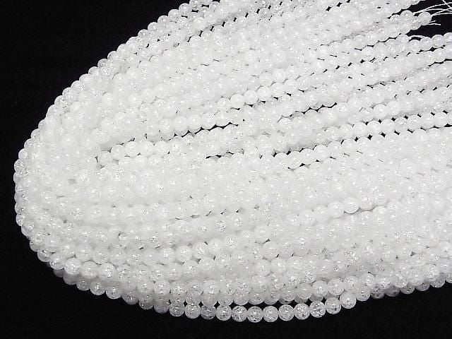 [Video]Cracked Crystal (Smelted Quartz) Round 6mm 1strand beads (aprx.15inch/36cm)