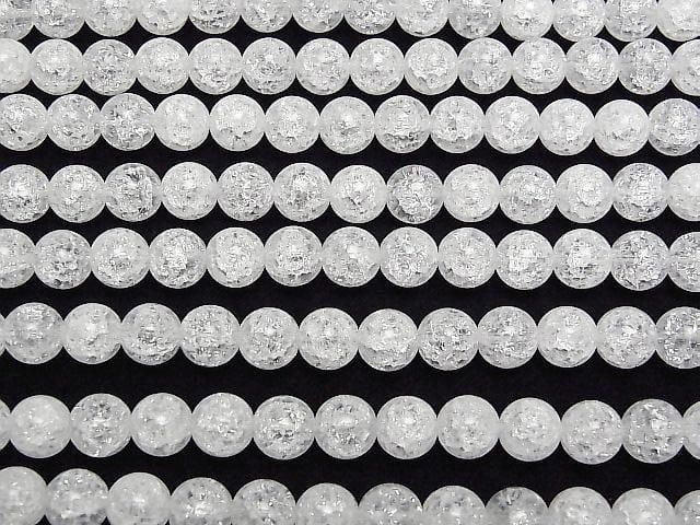 [Video]Cracked Crystal (Smelted Quartz) Round 8mm 1strand beads (aprx.15inch/36cm)
