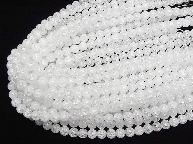 [Video]Cracked Crystal (Smelted Quartz) Round 8mm 1strand beads (aprx.15inch/36cm)
