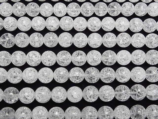 [Video]裂紋水晶 (熔煉石英) 圓珠 10毫米 1串 (約15英寸/36厘米)
