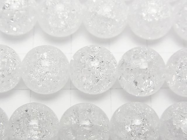 [Video]Cracked Crystal (Smelted Quartz) Round 12mm 1strand beads (aprx.15inch/36cm)