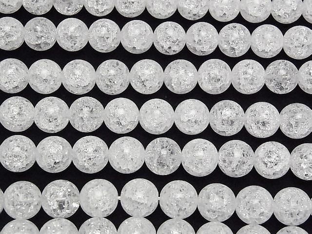 [Video]Cracked Crystal (Smelted Quartz) Round 12mm 1strand beads (aprx.15inch/36cm)