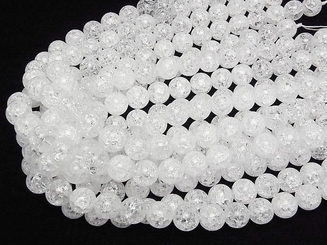[Video]Cracked Crystal (Smelted Quartz) Round 12mm 1strand beads (aprx.15inch/36cm)