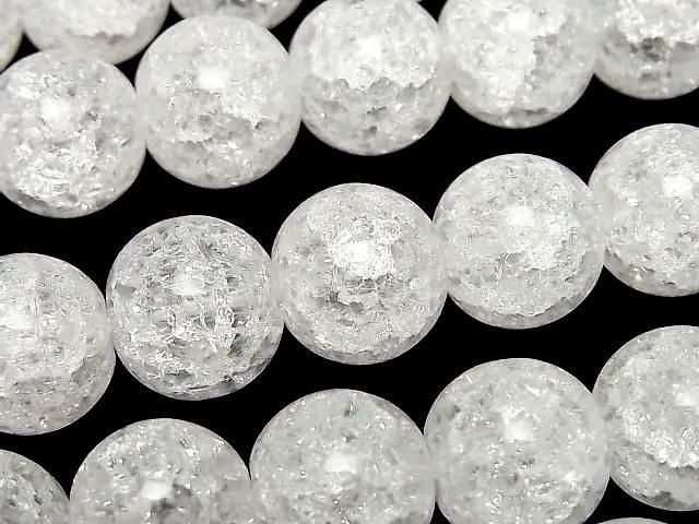 [Video]Cracked Crystal (Smelted Quartz) Round 14mm 1strand beads (aprx.14inch/35cm)