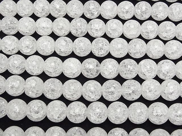 [Video]Cracked Crystal (Smelted Quartz) Round 14mm 1strand beads (aprx.14inch/35cm)