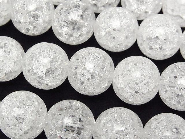 [Video]Cracked Crystal (Smelted Quartz) Round 16mm 1strand beads (aprx.14inch/35cm)