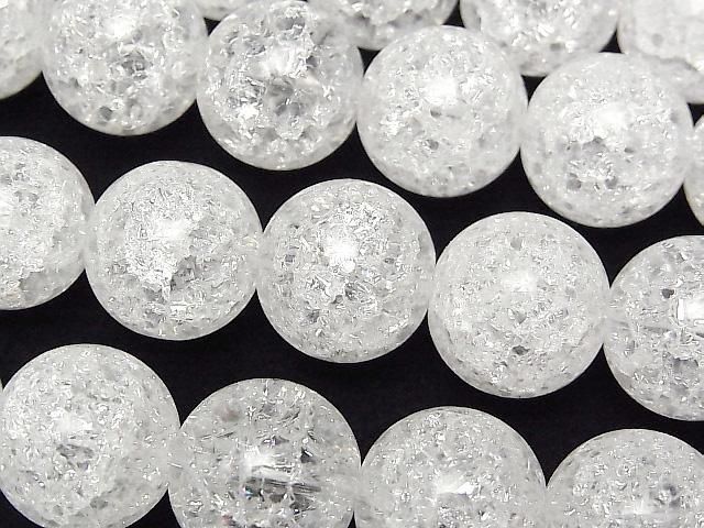 [Video]Cracked Crystal (Smelted Quartz) Round 16mm 1strand beads (aprx.14inch/35cm)