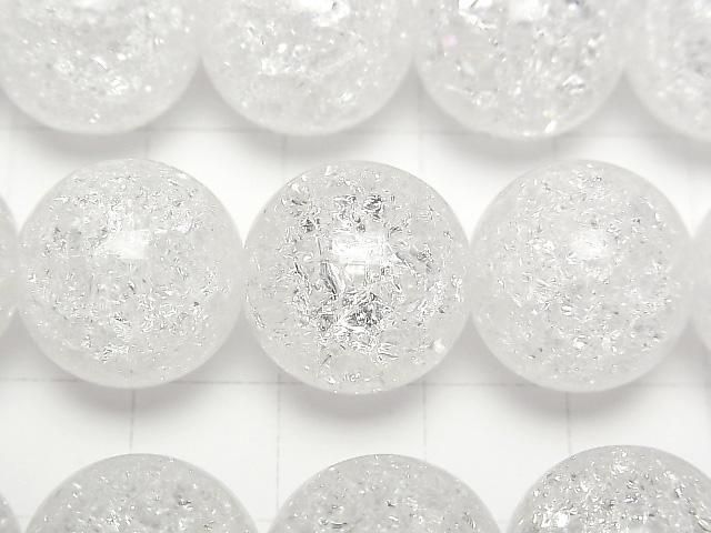 [Video]Cracked Crystal (Smelted Quartz) Round 16mm 1strand beads (aprx.14inch/35cm)