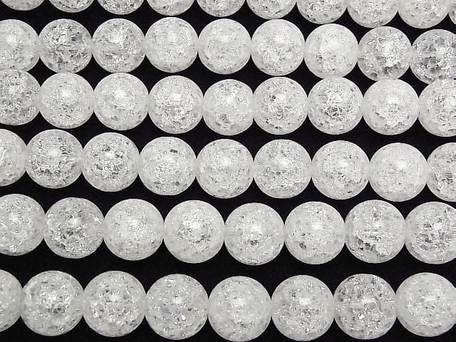 [Video]Cracked Crystal (Smelted Quartz) Round 16mm 1strand beads (aprx.14inch/35cm)