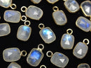 [Video]High Quality Rainbow Moonstone AA++ Bezel Setting Rectangle-Faceted Oval 9x7mm 18KGP 3pcs