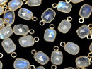 [Video]High Quality Rainbow Moonstone AA++ Bezel Setting Rectangle-Faceted Oval 9x7mm 18KGP 3pcs