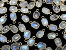 [Video]High Quality Rainbow Moonstone AA++ Bezel Setting Rectangle-Faceted Oval 9x7mm 18KGP 3pcs