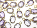 [Video]High Quality Pink Amethyst AAA Bezel Setting Rectangle-Faceted Oval 9x7mm 18KGP 3pcs