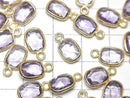 [Video]High Quality Pink Amethyst AAA Bezel Setting Rectangle-Faceted Oval 9x7mm 18KGP 3pcs