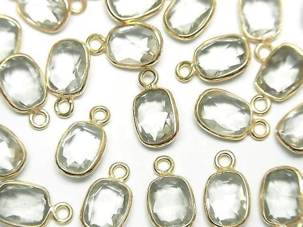 [Video]High Quality Green Amethyst AAA Bezel Setting Rectangle-Faceted Oval 9x7mm 18KGP 3pcs