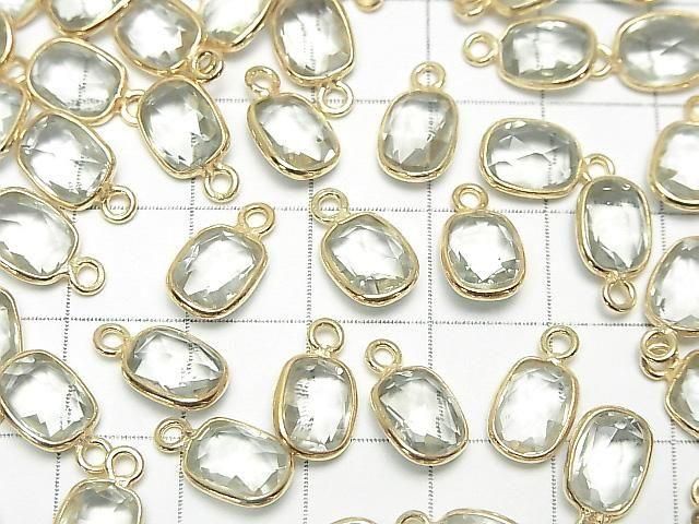 [Video]High Quality Green Amethyst AAA Bezel Setting Rectangle-Faceted Oval 9x7mm 18KGP 3pcs