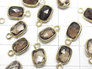 [Video]High Quality Smoky Quartz AAA Bezel Setting Rectangle-Faceted Oval 9x7mm 18KGP 3pcs
