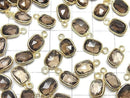 [Video]High Quality Smoky Quartz AAA Bezel Setting Rectangle-Faceted Oval 9x7mm 18KGP 3pcs