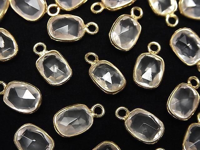 [Video]High Quality Rose Quartz AAA Bezel Setting Rectangle-Faceted Oval 9x7mm 18KGP 3pcs