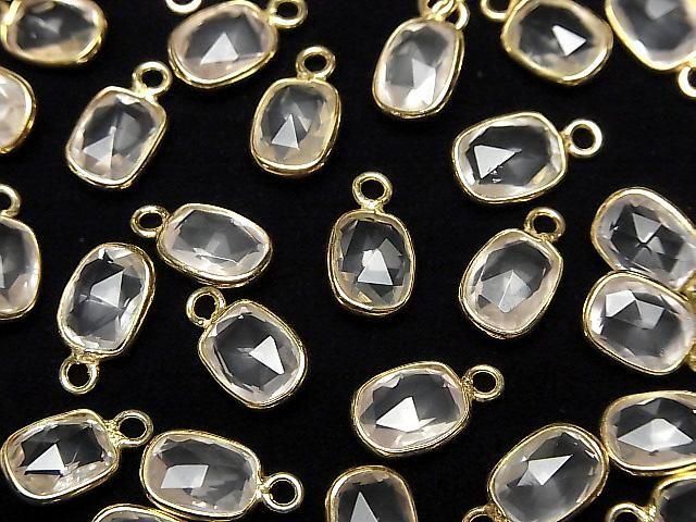 [Video]High Quality Rose Quartz AAA Bezel Setting Rectangle-Faceted Oval 9x7mm 18KGP 3pcs