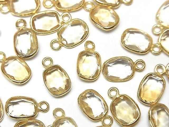 [Video]High Quality Citrine AAA Bezel Setting Rectangle-Faceted Oval 9x7mm 18KGP 3pcs
