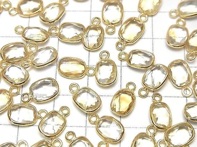 [Video]High Quality Citrine AAA Bezel Setting Rectangle-Faceted Oval 9x7mm 18KGP 3pcs