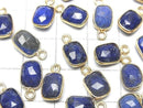 [Video]High Quality Lapislazuli AAA- Bezel Setting Rectangle-Faceted Oval 9x7mm 18KGP 3pcs