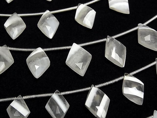 [Video] White Lace Agate Diamond Shape 1strand (6pcs)