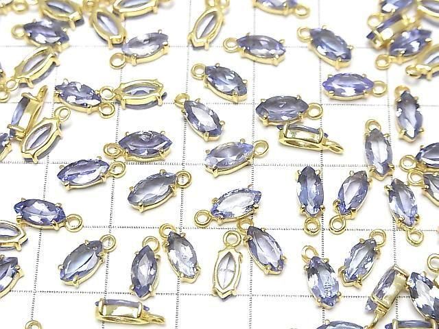 [Video]High Quality Tanzanite AAA Bezel Setting Marquise Faceted 8x4mm 18KGP 2pcs