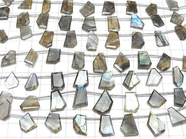 [Video]Labradorite AA++ Rough Slice Faceted 1strand (9pcs)