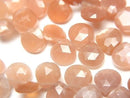 [Video]High Quality Orange Moonstone AA++ Chestnut Faceted Briolette 7x7mm Color Gradation 1strand beads (aprx.6inch/14cm)