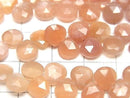 [Video]High Quality Orange Moonstone AA++ Chestnut Faceted Briolette 7x7mm Color Gradation 1strand beads (aprx.6inch/14cm)