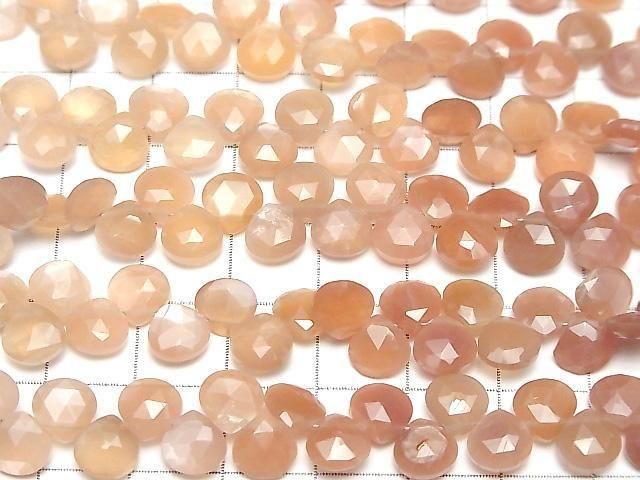 [Video]High Quality Orange Moonstone AA++ Chestnut Faceted Briolette 7x7mm Color Gradation 1strand beads (aprx.6inch/14cm)