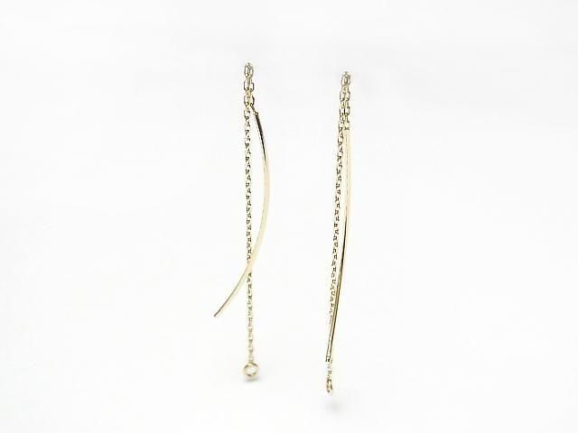 [Video] [K10 Yellow Gold] Cut Cable Chain American Chain Earrings (Curved) 1 pair