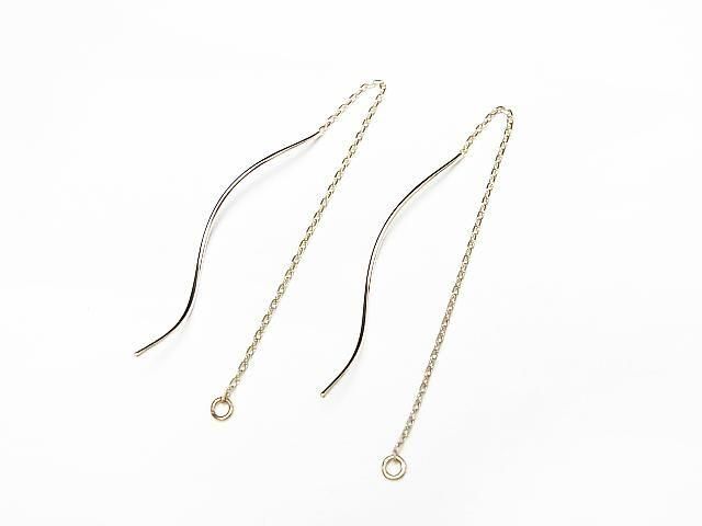 [Video] [K10 Yellow Gold] Cut Cable Chain American Chain Earrings (Wave) 1 pair