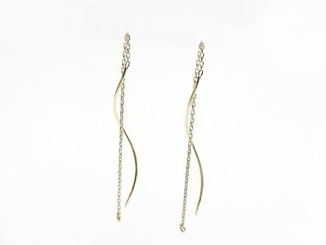 [Video] [K10 Yellow Gold] Cut Cable Chain American Chain Earrings (Wave) 1 pair