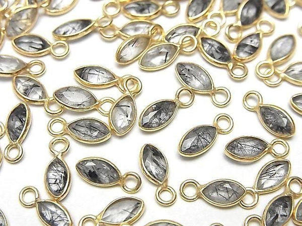 [Video]High Quality Tourmaline Quartz AAA- Bezel Setting Marquise Faceted 7x4mm 18KGP 3pcs