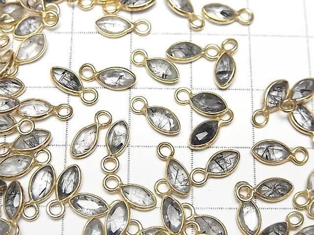 [Video]High Quality Tourmaline Quartz AAA- Bezel Setting Marquise Faceted 7x4mm 18KGP 3pcs
