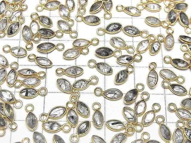 [Video]High Quality Tourmaline Quartz AAA- Bezel Setting Marquise Faceted 7x4mm 18KGP 3pcs