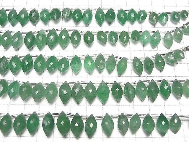 [Video]High Quality Green Aventurine AA++ Marquise Rice Faceted Briolette half or 1strand (Approx 18m)