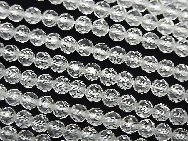 [Video] High Quality! Crystal (Synthetic Quartz) AAA 64 Faceted Round 4mm 1strand Beads (approx. 15 inches/37 cm)