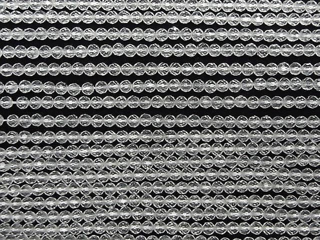 [Video] High Quality! Crystal (Synthetic Quartz) AAA 64 Faceted Round 4mm 1strand Beads (approx. 15 inches/37 cm)
