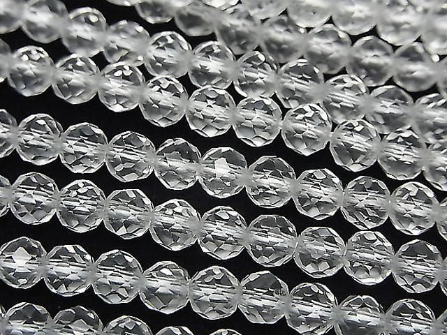 [Video]High Quality! Crystal (Synthetic Quartz) AAA 64 Faceted Round 5mm 1 strand beads (aprx.15inch/37cm)