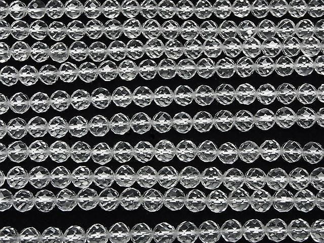 [Video] High Quality! Crystal (Synthetic Quartz) AAA 64 Faceted Round 7mm half or 1 strand beads (approx. 15 inches/37 cm)