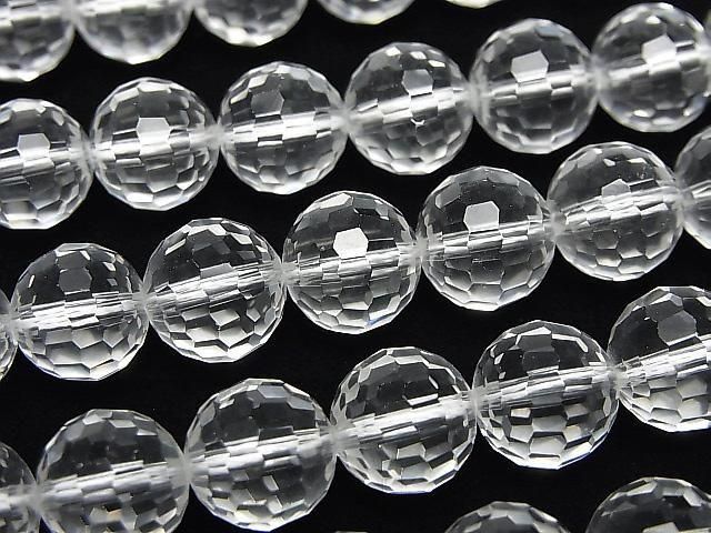 [Video] High Quality! Crystal (Synthetic Quartz) AAA 128 Faceted Round 10mm half or 1 strand beads (approx. 15 inches/37 cm)